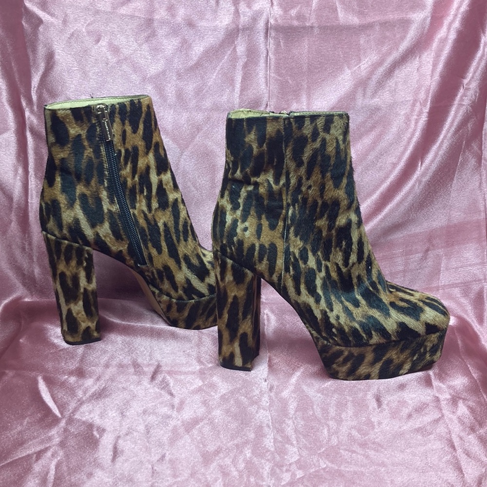 Leopard print high heel boots